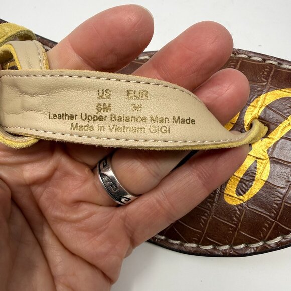 Sam Edelman Gigi Strappy Thong Sandals Yellow Leather Sz 6 Beach Summer Casual - Picture 6 of 7